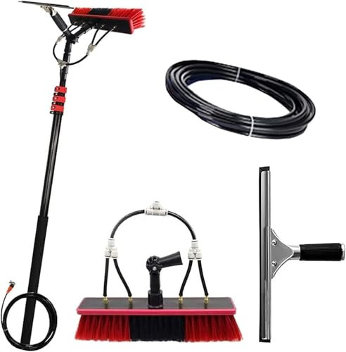 Spazzola Telescopica Per Pulizia, Idropulitrice Telescopica, Fino A 7,2 M, Alimentazione Ad Acqua, Pulizia Pannelli Solari, Kit Pulizia Finestre Con Tergipavimento, Lavaggio Camion, Autobus,