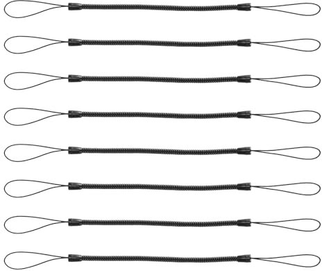 8pcs Elastic Coil Lanyard for Touch Pens, Retractable Tether Anti-lose Spring Pen Leash Stylus Lanyard Cord for Tether Drawing Pen to Tablet Touchscreen (Black)