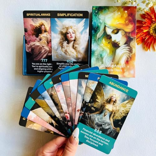 Tarjetas de oráculo con números de ángel, tarjetas de oráculo para principiantes, mejora tu viaje espiritual con las tarjetas de afirmación del número de ángel