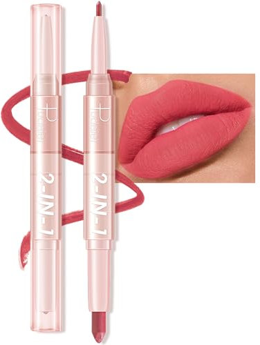 Waterproof Lip Liner Stain Pencil - Double-ended 2-in-1 Waterproof Lipstick Lip Liner for Women Matte Long-lasting Matte Satin Finish, Nourishing and Non-fading (#13, 18g)