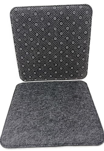 Geschenkestadl 4 Stück Sitzauflagen Anthrazit zweiseitig Filz 35cm Anti Rutsch Noppen Sitzkissen