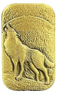 Accendino a cherosene dal design vintage, con motivo in rilievo in ottone, ricaricabile, accendino per candele, idea regalo (lupo)