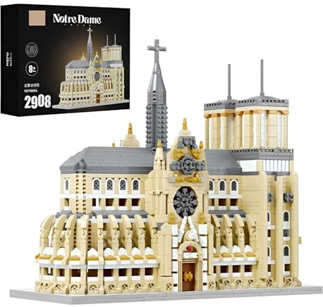 Fuleying Notre Dame Kathedrale Mikro-Baustein-Set, Berühmte Architektur Mini-Klemmbausteine, Stadt Street View Model Spielzeug, Geschenke für Kinder und Erwachsene (2908 Stück)