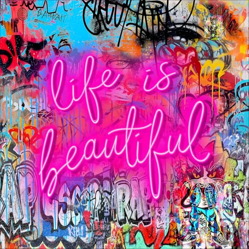 Pro-Art Glasbild, Graffiti Beautiful Life, 50x50 cm