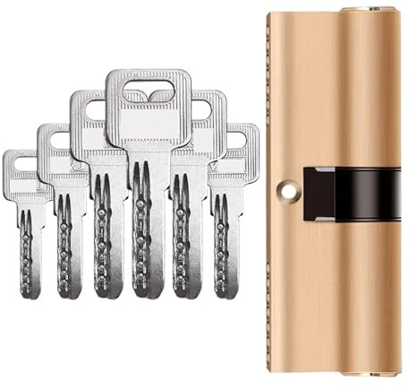 Cerradura de cilindro de latón for puerta (1 unidad): antirrobo, con llaves extendidas for puertas de entrada.(120=37.5+82.5)