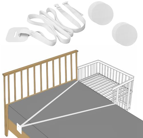 Culinavog 6m Gurt für Babybett, Beistellbett Befestigung, Beistellbetten-Gurt, Befestigung Beistellbett Boxspringbett zum Andocken an das Elternbett- Sicherer Fixiergurt für Beistellbetten (Weiß)
