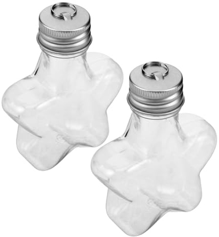 CORHAD 2pcs Plastic Sand Art Bottles Star-shaped Wishing Vials with Aluminum Caps Clear Mini Storage Containers for Beads DIY Craft Jars for Birthday Christmas Halloween and Party Favors