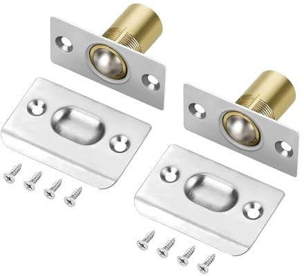 2 Pack Ball Door Catches for Internal Doors, Door Latches, Adjustable Roller Ball Doors Catch, Invisible Spring Latches, with Screws, for Cupboard, Closet, Pantry & Top - Silver