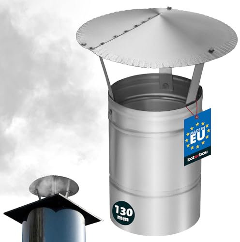 KOTARBAU® Comignolo Antivento - Comignolo Canna Fumaria - Acciaio Inox - ø 130 mm - Argento - Terminale Canna Fumaria - Antivento Antipioggia - Fumaiolo Stufa a Pellet