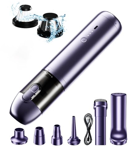 ZDETGU Aspirateur sans Fil avec Puissance de 16 KPa – Moteur sans Balais Portable pour Maison et Voiture – Aspirateur à Main Rechargeable avec Fonction de Soufflage – Outil Multi-Surfaces pour Sols