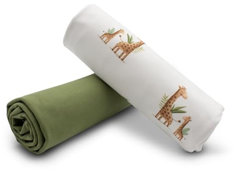 VmG-Store Jerseystoff Set farblich abgestimmt Design + Uni je 0,5mx1,5m 95% Baumwollstoff 5% Elasthan Tex Standard 100 (Süße Giraffe Digital Set33)