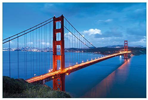 Wallario Küchenrückwand selbstklebend 90 x 60 cm, Motiv: Golden Gate Bridge in San Francisco USA | Spritzschutz abwischbar & pflegeleicht