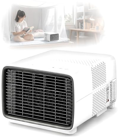 Condizionatore Portatile da Viaggio, Mini Aria Condizionata - 2700 BTU Compressore Reale, 3 in 1 Climatizzatore Compatto, 45dB Silenzioso, 280W, Installazione Facile per Tenda, Camper, Dormitorio