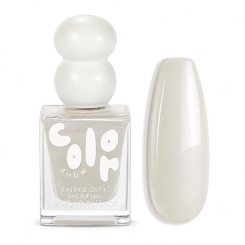 Pearl White Nail Polish - Milky White Shimmer Nail Varnish Quick Dry - Long Lasting Chip Resistant Nail Polish - No UV LED Lamp Needed - 12ml DIY Home Manicure for Women Girls