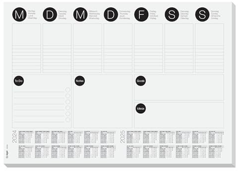 SIGEL HO506 Papier-Schreibtischunterlage A3 mit aktuellem 2-Jahres-Kalender, Wochenplaner, To-Do-Liste, 30 Blatt, vegan, aus nachhaltigem Papier