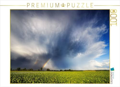 CALVENDO Puzzle Schauerabzug mit Regenbogen | 1000 Teile Lege-Größe 64 x 48 cm Foto-Puzzle für glückliche Stunden