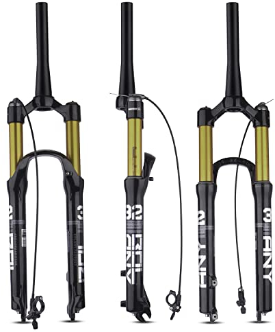 BOLANY Fahrrad-Federgabel, MTB-Fahrrad, Magnesium-Legierung, Federgabel vorne 66/27,5/29 Zoll, 120 mm, gerader Lenker und konische Lenkrad-Luftgabel (manuelle Verriegelung – Fernverriegelung)