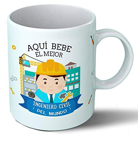 Planetacase - Taza Ingeniero Civil - Regalo Original - Cerámica 330 mL - Taza Desayuno Apta para Microondas y Lavavajillas - Resistente a Lavados