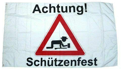 Flagge Achtung Schützenfest Fahne 90x150 cm Hissfahne Fahnen