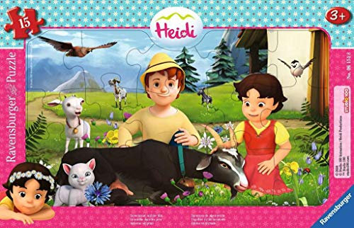 Ravensburger Kinderpuzzle - 05071 Gemeinsam auf der ALM - Rahmenpuzzle für Kinder ab 3 Jahren, mit 15 Teilen, Puzzle mit Heidi und Peter
