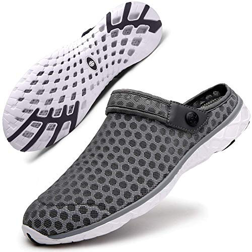 Sabots Mules Homme Femme Sandales Chaussures de Jardin Respirant Amants Pantoufles D'Été Aquatiques de Plage Piscine Chaussons Gris foncé 41