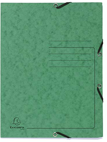 Exacompta 55403E Premium Einschlagmappe. Made in Germany. Aus extra starkem Colorspan-Karton mit 3 Innenklappen und 2 Gummizügen DIN A4 Juris-Mappe Sammelmappe für Büro und Schule grün, 1 Stück