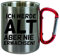 CreaLuxe Edelstahltasse mit Karabiner 'ich werde alt Aber nie erwachsen' Tasse bedruckt, Kaffeetasse, Bürotasse, mit Name