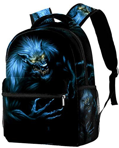 Lorvies Monster mit blauem Fell, lässiger Rucksack, Schulterrucksack, Büchertasche für Schule, Studenten, Reisetaschen