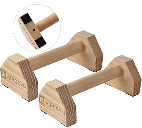airogym Liegestütz-Ständer, 2 Stück, Holz-Pushup-Stangen, rutschfeste Basis, Trainingsgerät, 30,5 cm, Holz-Parallettes-Griff-Ständer für Männer, Krafttraining, Planks Calisthenics Fitness Muskel