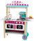 Theo Klein 7329 Barbie Holzküche, Restaurant Bistro, Holz (MDF) I mit Grill, Ofen und Kühlschrank I inkl. Kinder-Spielküche-Zubehör I Maße: 94 cm x 32 cm x 106 cm I Spielzeug für Kinder ab 3 Jahren