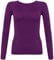 New Ladies Long Sleeve Round Neck Plain Basic Women's Stretch T-Shirt (Purple, 12)