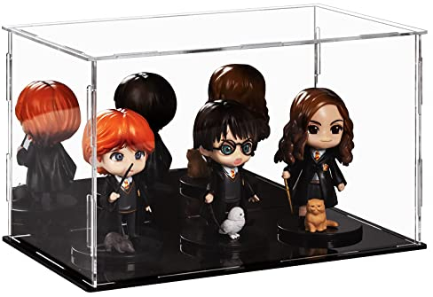 Dezzer Acrylic Display Case Box with Black Base, Assemble Countertop Clear Acrylic Dustproof Protection Showcase for Action Figures Toys, Collectibles, Home Storage (25x15x15cm)