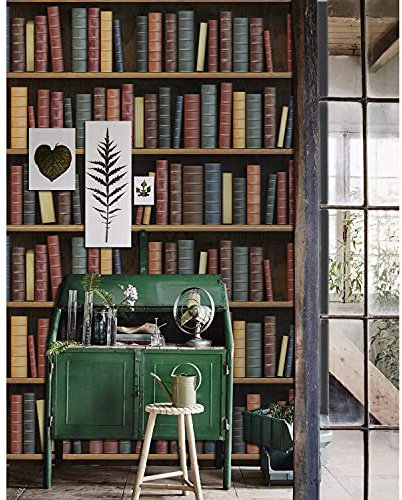 Coloray Wallpaper Roll Latex Wallpaper Material with Print 122.8 x 86.2 inch / 312x219cm Kitchen Livingroom Bedroom Mural Decoration - Old Books