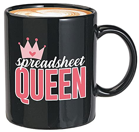Buchhalter-Kaffeetasse, 325 ml, Schwarz – Tabellenkönigin – lustig für Buchhalter CPA-zertifiziert öffentliche Buchhalter Beruf Job Comptroller Auditor Steuerbuchhaltung Studenten