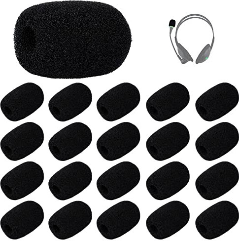 LUTER 20 Stück Mini Mikrofon Windschutz, Schaumstoff mit Hoher Dichte Mikrofon Windschutzscheibe für Headset Schutz für Lavalierm Mikrofone (Schwarz)