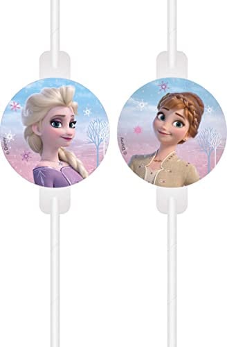 Procos 94059 94059 Lot de 4 pailles Frozen 2 Wind Spirit en papier anniversaire fête à thème Multicolore