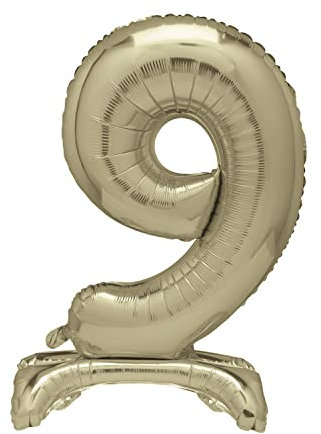 Unique Party 13239 - Riesen Stehen Nummer 9 Ballon - 76 cm - Gold