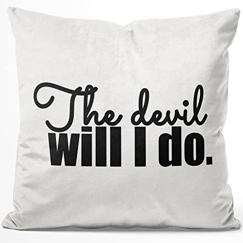 JUNIWORDS Kissen, The Devil will I do, 40 x 40 cm, Flauschig Samtweich Weich (1004336)