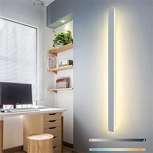 LED Dimmerabili Interno Lampada da Parete Lunga Striscia Applique da Parete 2700K-6000K Temperatura Colore e Luminosità Regolabili Luce da Parete Camera da Letto Soggiorno Corridoio (Bianco,120CM 58W)