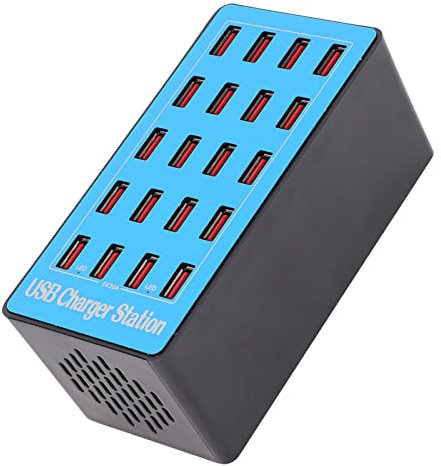 Estación de Carga USB, Cargador Rápido de 100 W, 5 V, 20 A, Carga Rápida, 20 Puertos, Estación de Carga de Concentrador USB con Ventilador de Refrigeración de 50 Grados para Teléfonos,(EU)