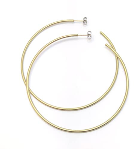 Sehr große Titan Creolen Ohrringe. - Allergiefrei - Handgeferticht - 5 Farben (Gelb)