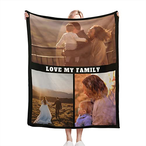 Mraxovid Personalisierte Decke, individuelle Fotos Decke, Erinnerungsgeschenk mit Fototext, Geschenk, Personalisierte Überwurfdecke für Familie, Mutter, Papa, Kinder, Ehefrau, Freunde, 150 x 200 cm