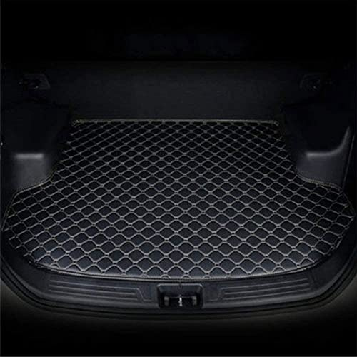 YHQKJ Coche Alfombrillas Maletero para V-W T-ROC 2018-2022, Cuero Funda Maletero Protector Antideslizante Bandeja Forro Maleteros Alfombra Accesorios,C/Black-Beige