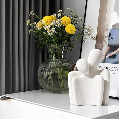 Keramik Paar Statuen für Wohnkultur, Umarmung Paar Figuren, Moderne Romantische Skulpturen, Deko für Wohnzimmer Schlafzimmer Büro (Weiß)