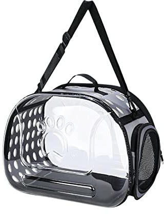 Milageto Transportbox für Katzen, von Fluggesellschaften zugelassen, transparent, belüftet, tragbar, Handtasche, Tragetasche für Hundehütten, Katzen, 42 cm x 26 cm x 35 cm