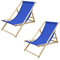 ECD Germany 2er Set Liegestuhl klappbar, Blau, aus Holz, verstellbare Rückenlehne, 3 Positionen, bis 120 kg, Sonnenliege Gartenliege Strandliege Strandstuhl Holzklappstuhl, für Garten, Balkon & Strand