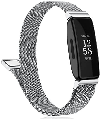 Vancle für Fitbit Inspire 2 Armband Damen Herren,Metall Mesh Edelstahl Ersatzarmband Uhrenarmband für Fitbit Inspire 2/Fitbit Inspire HR/Fitbit Inspire/Ace 2(S,Silber)