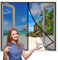 Magnetic Fly Screen Window, 65x60 cm Anti Mosquito Magnetic Screen Mesh Curtain, Top to Bottom Seal Snaps Shuts Automatically & Full Frame Adhesive Tape, Keep Bugs Out & Let Fresh Air in- Black H