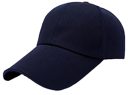 Gorra de béisbol Gorra Visera Larga Sombrero Deportivo Unisex Anti-UV Verano Gorra Hombres Mujeres Transpirable Sombrero Sol Playa Viaje Pesca Golf Gorra Snapback Trucker, azul marino, 56-59