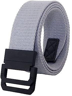 NIUXICH Canvas Gürtel Streifen Regenbogen Metall Doppelring Schnalle Jeans Taktischer Gürtel Kleidung Dekorativer Gürtel, 3.8x125cm